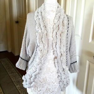 Angel Of The North Cream Textured Shawl Sweater